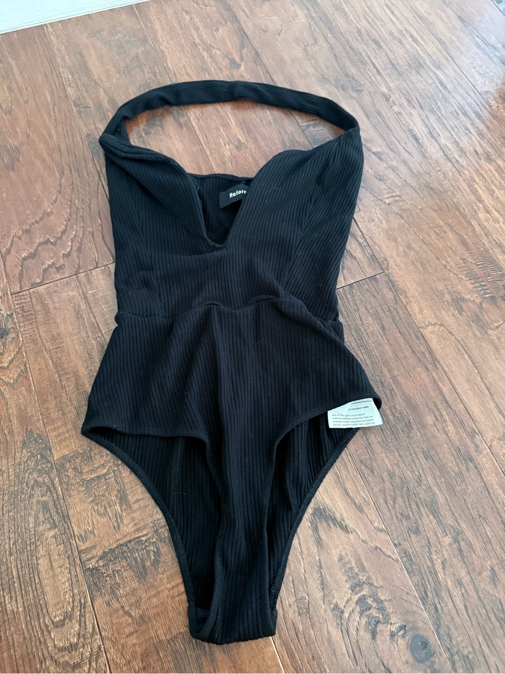 Reformation Black Ribbed Swimsuit